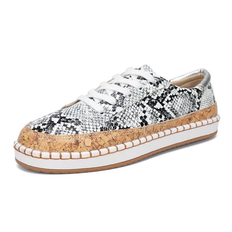 Women's Snake Print Platform Sneakers | Chunky Sole Slip-On Casual Shoes | PU Leather | EU 35-43
