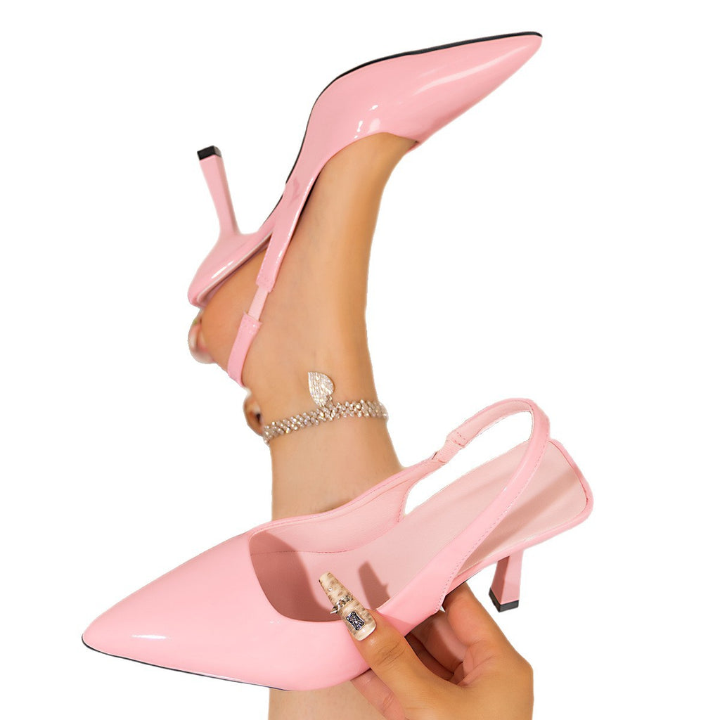 Women's Pointed-Toe Stiletto Heels | Patent Leather Open-Back High Heels