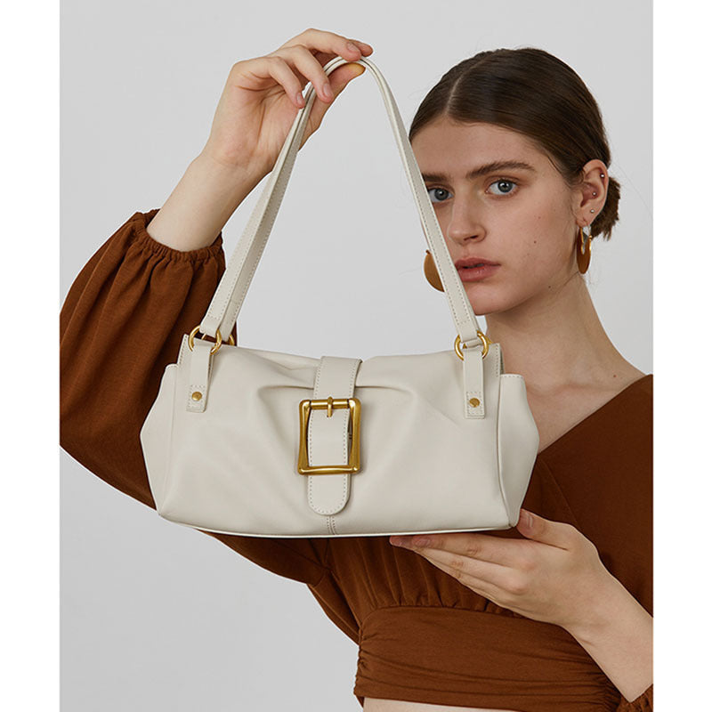 Women's Genuine Cowhide Leather Tote Shoulder Bag – Retro Underarm Handbag