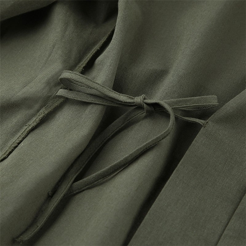Women's Cotton Linen Lightweight Two-Piece Pajama Set