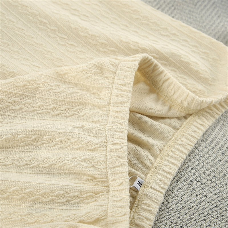 Solid Color Knitted V-Neck Cardigan and Pants Lounge Suit