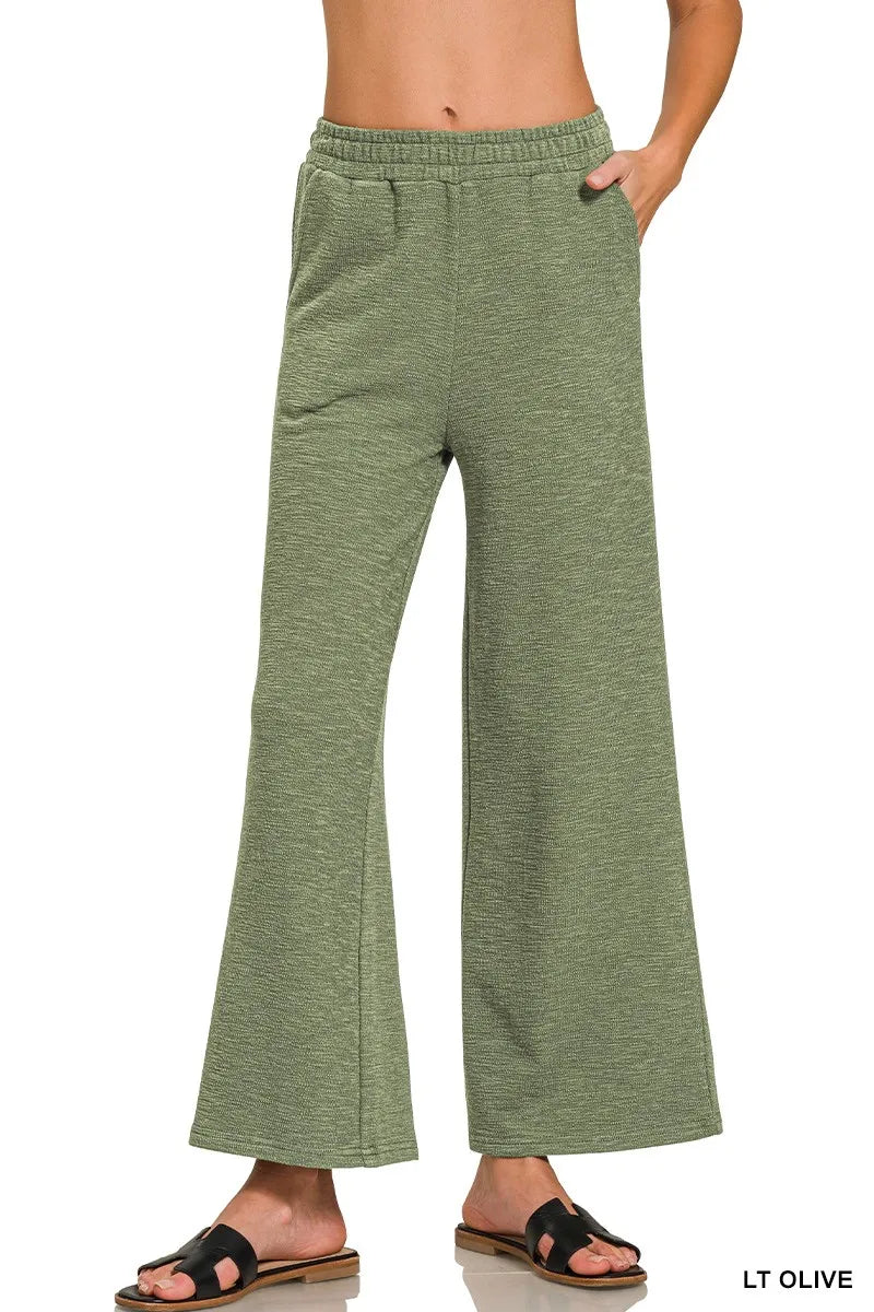 Cotton Slub Wide Leg Pants
