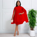 Stylish Hooded Cape Batwing Sleeve Dress