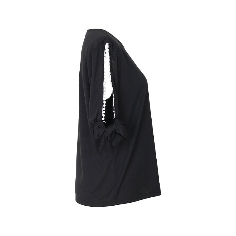 Hollow Out Cold Shoulder Black Fashion Top