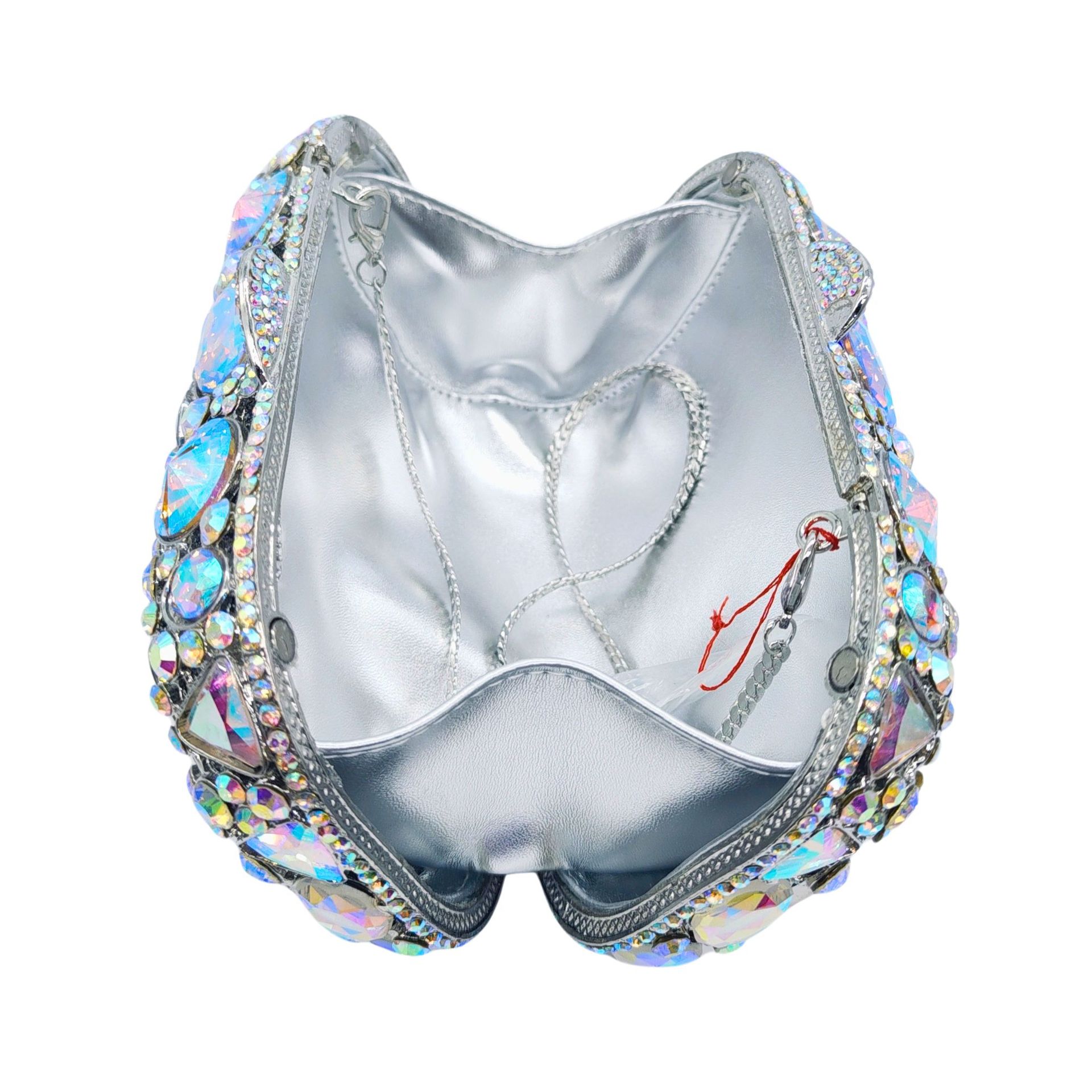 Diamond-Encrusted Evening Clutch Bag - Luxury Crystal Glass Drop Handbag for Women