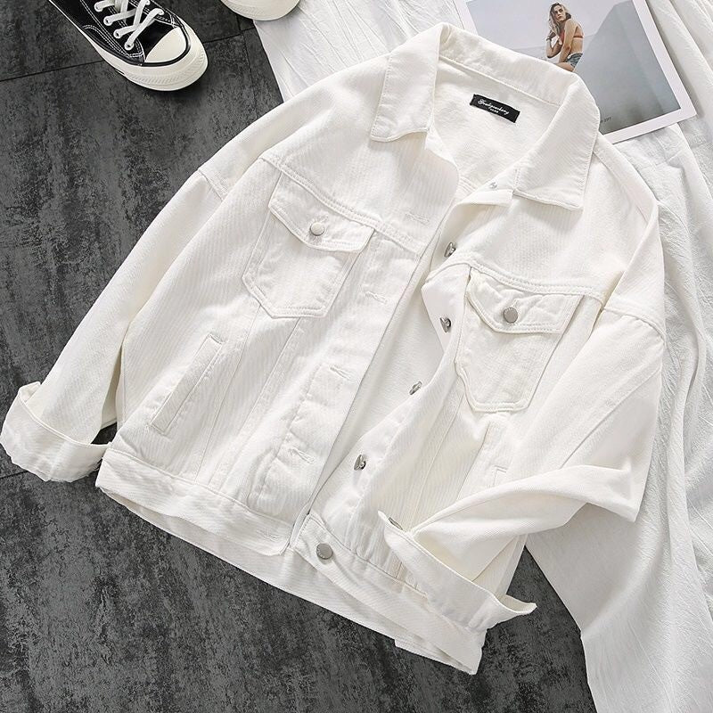 Oversized Vintage White Denim Jacket