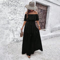 Chic Off-Shoulder Slit Dress in Solid Color