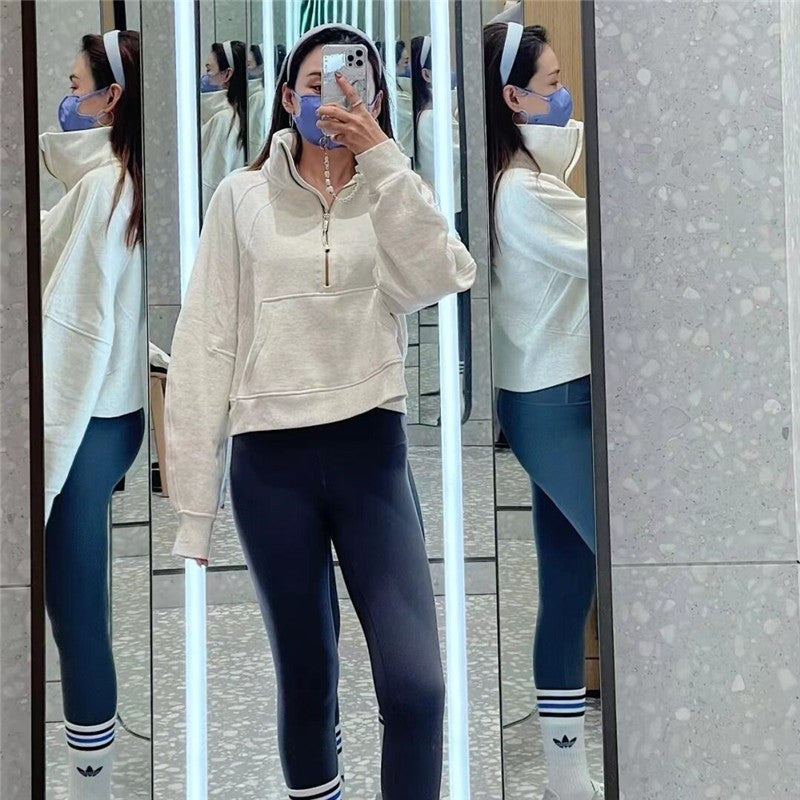 Loose-Fit Wrinkle-Resistant High-Neck Solid Color Blouse