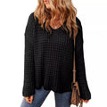 Solid Color Hollow Out Long Sleeve Sweater