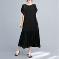 Loose Fit Solid Color Crewneck Short Sleeve Casual Maxi Dress