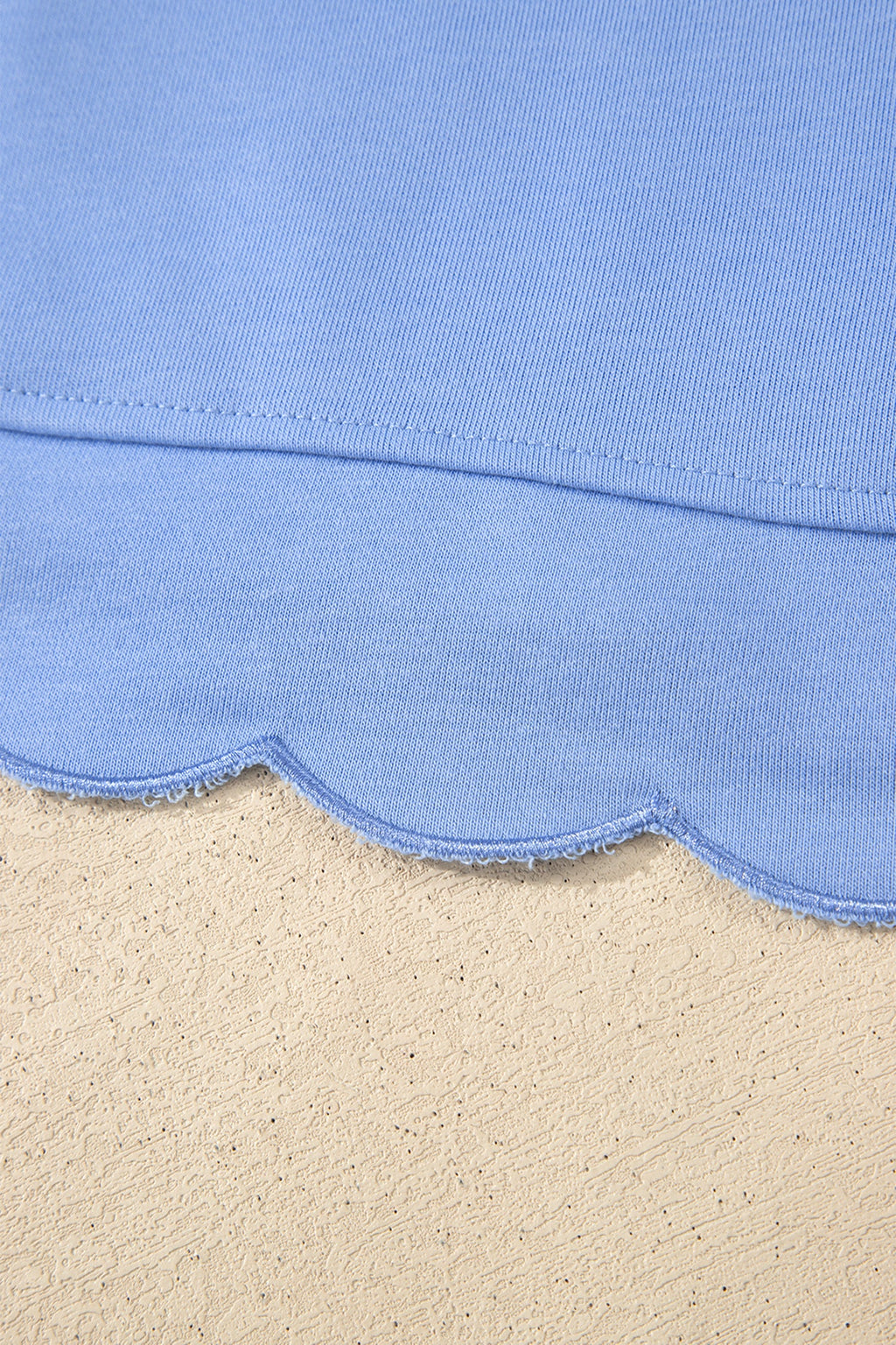 Beau Blue Plus Size Solid Scalloped Hem Button Neck Pullover Mini Dress