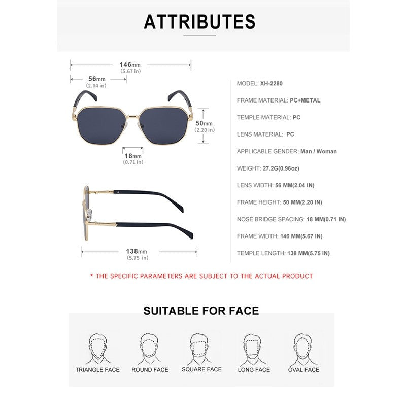Fashion Full Square Frame UV400 Sun Protection Outdoor Sunglasses
