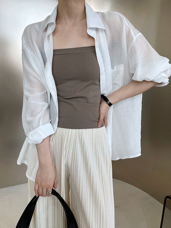 Simple Casual Solid Color Spaghetti-Neck Vest Top