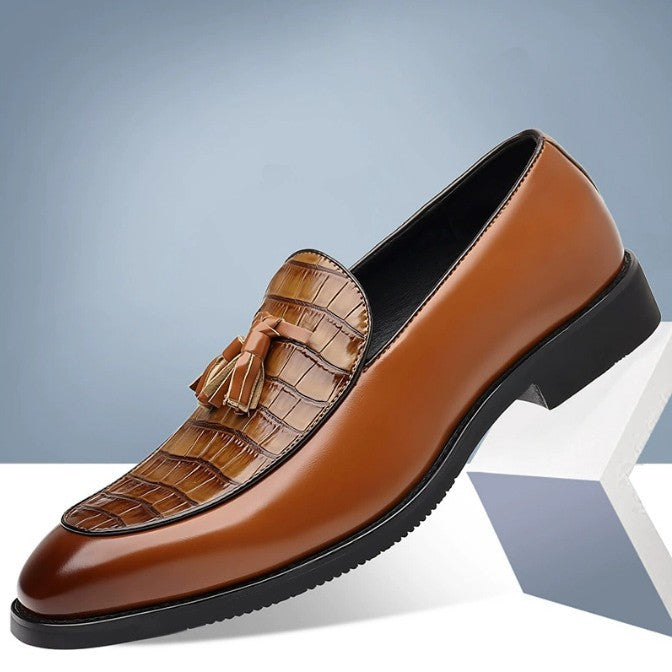 Men's Pointed-Toe Slip-On Dress Shoes | British Business-Casual PU Leather Loafers