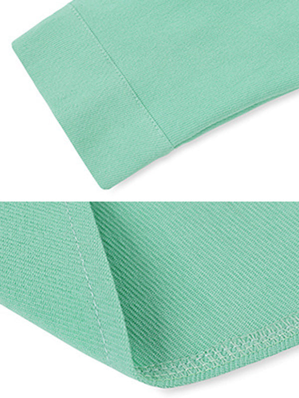 Long Sleeves Loose Solid Color Split-Joint Lapel Blouses