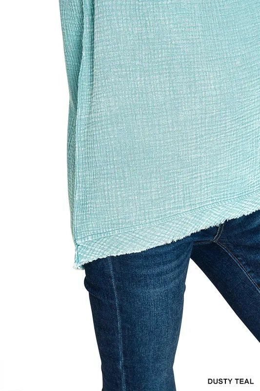 Double Gauze Raw Edge Acid Washed Tank