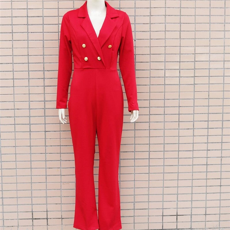 Tailored Solid Color Jumpsuit for a Sleek and Stylish Look