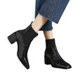 Women's Chunky Heel Square Toe Cowhide Leather Pumps | Minimalist Luxury Heels