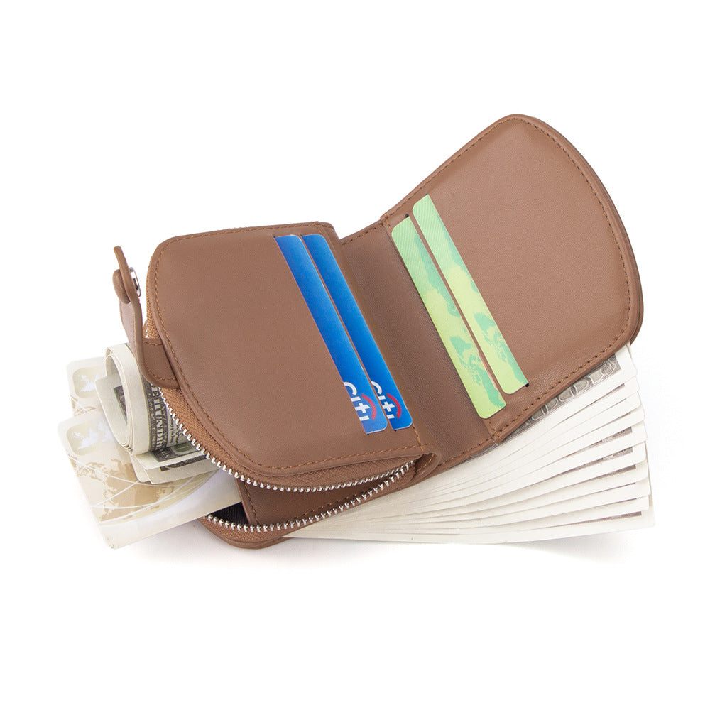 Women's Embroidered Wallet - Geometric Pattern PU Leather Bifold Wallet with Multiple Compartments