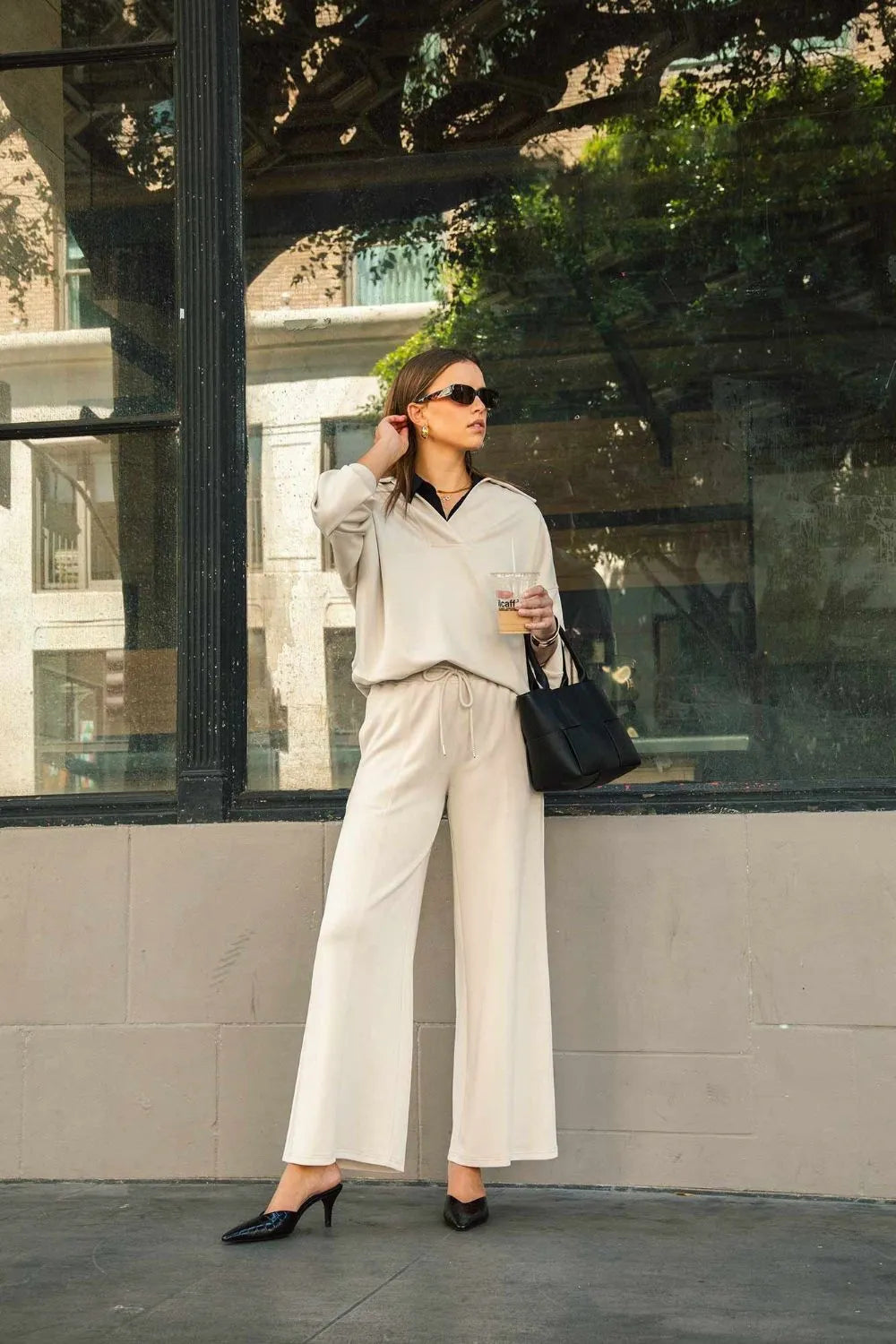 Full Size Drawstring Wide Leg Pants with Pockets