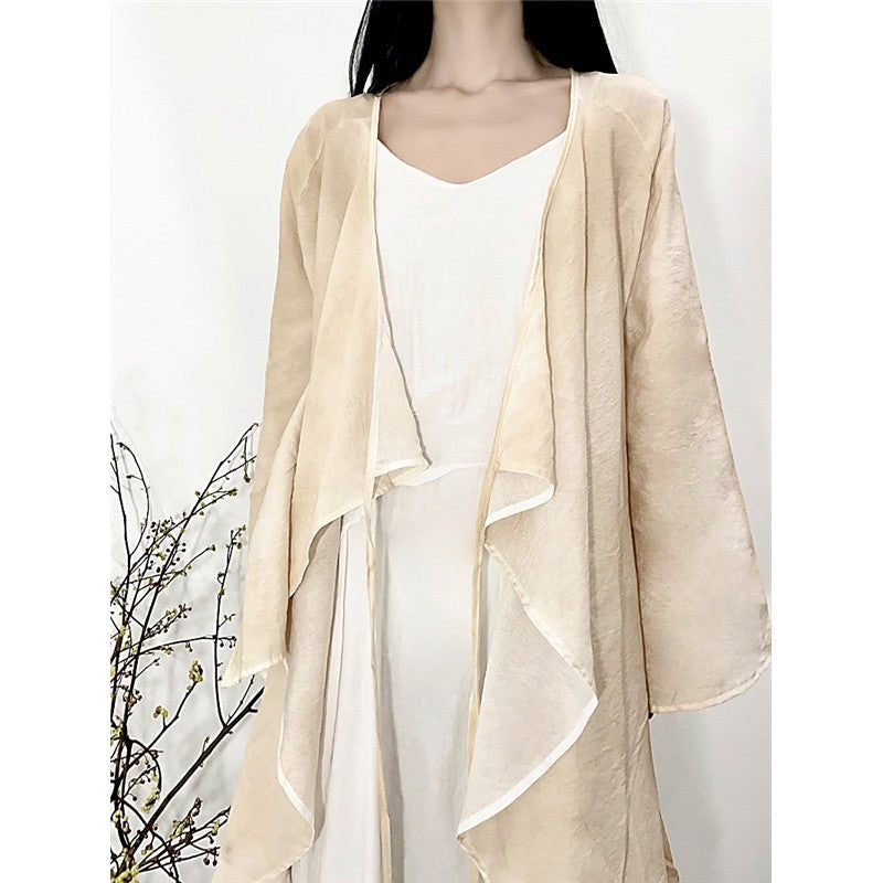 Long Sleeve Irregular Retro Thin Tied Casual Loose Cardigan
- Optimized Title: Vintage Long Sleeve Irregular Tie Up