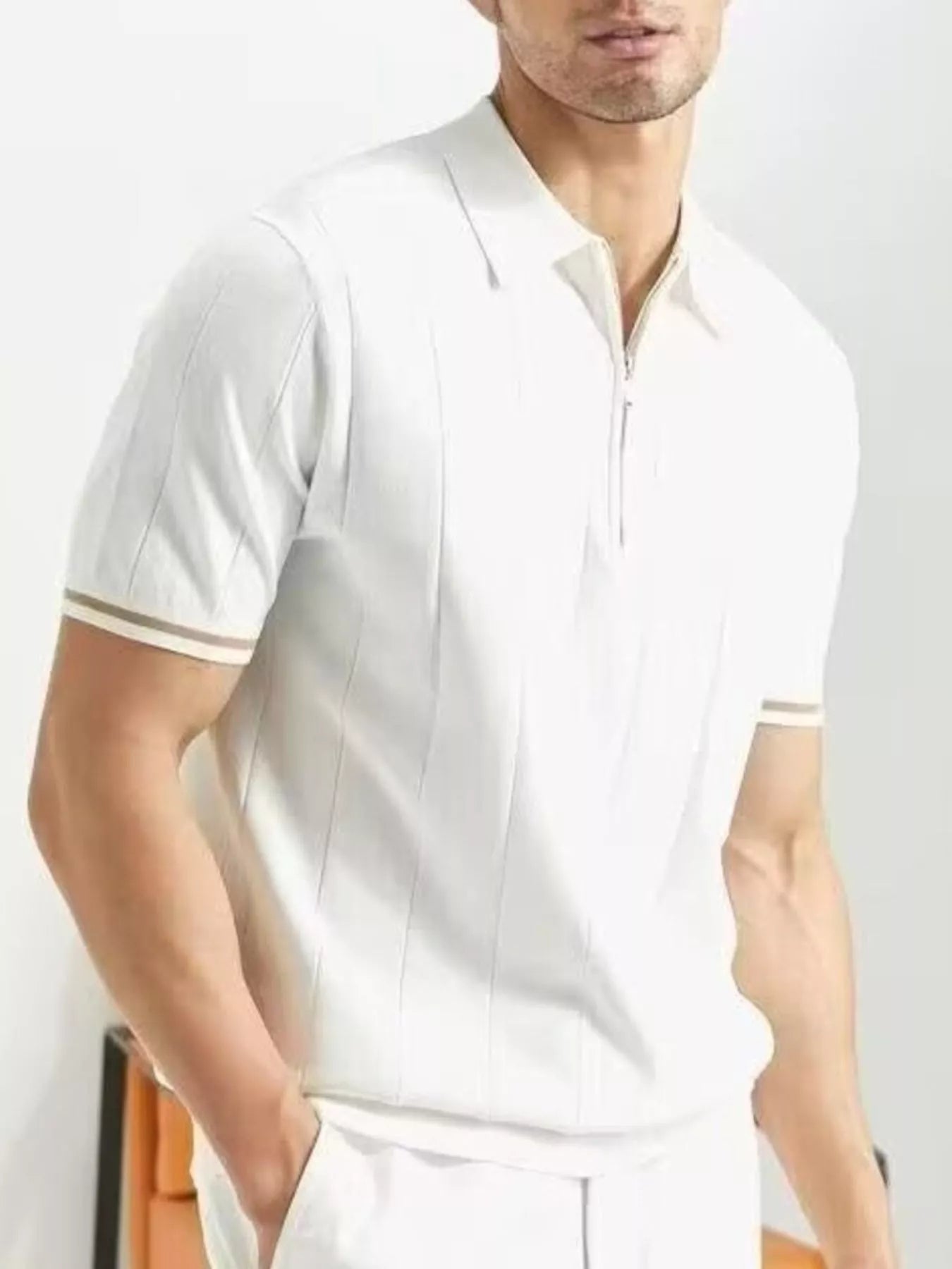 Men's Plus Size Modern Fit Zip-Up Polo Shirt