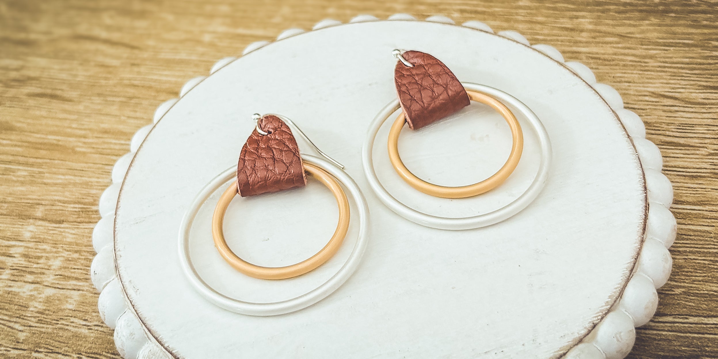 Beautiful Leather Double Hoops