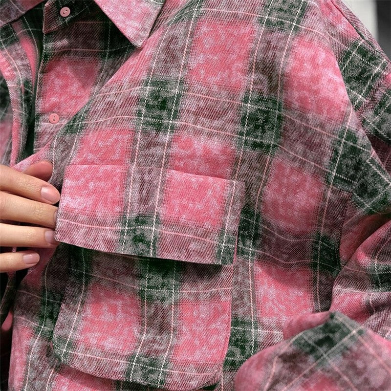 Relaxed Fit Plaid Long Sleeve Women's Shirt