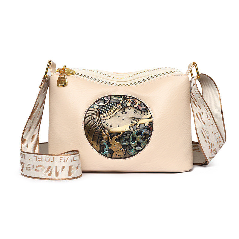 Women's Retro Chinese-Style Shoulder Bag - Multi-Compartment High-Capacity Crossbody Bag