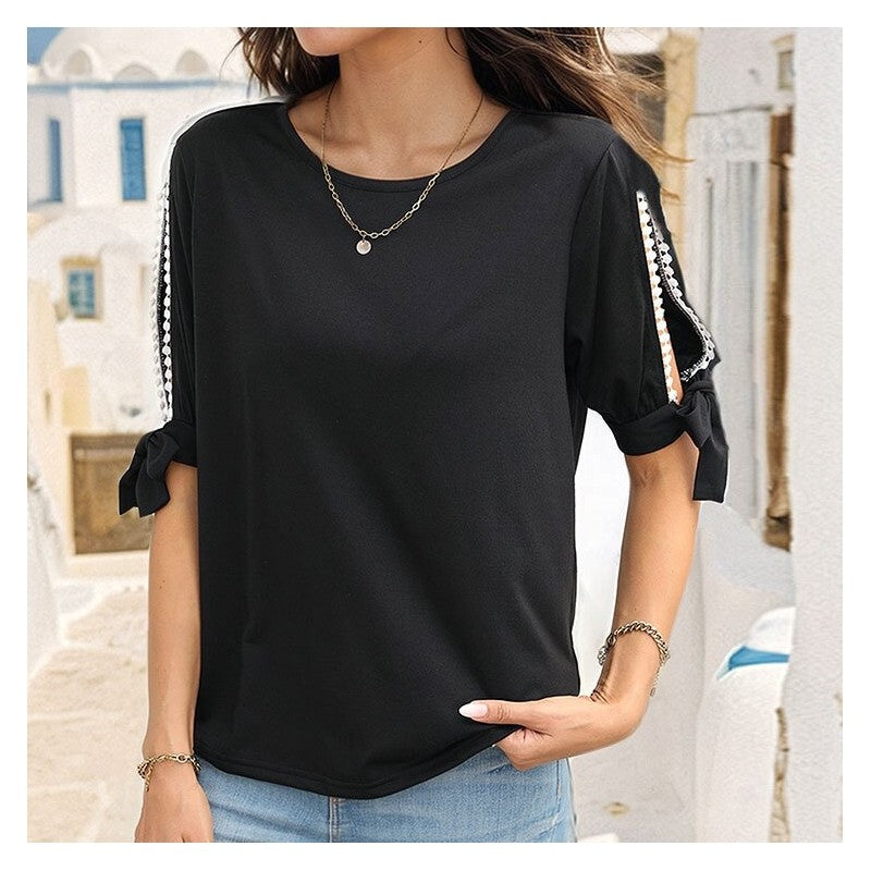Hollow Out Cold Shoulder Black Fashion Top