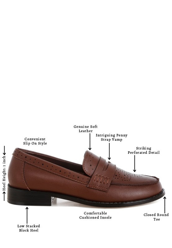 Clotilda Perforated Low Heel Loafers
