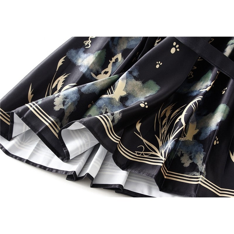 Vintage Chinese-Inspired Horse Face Waist Tied Skirt