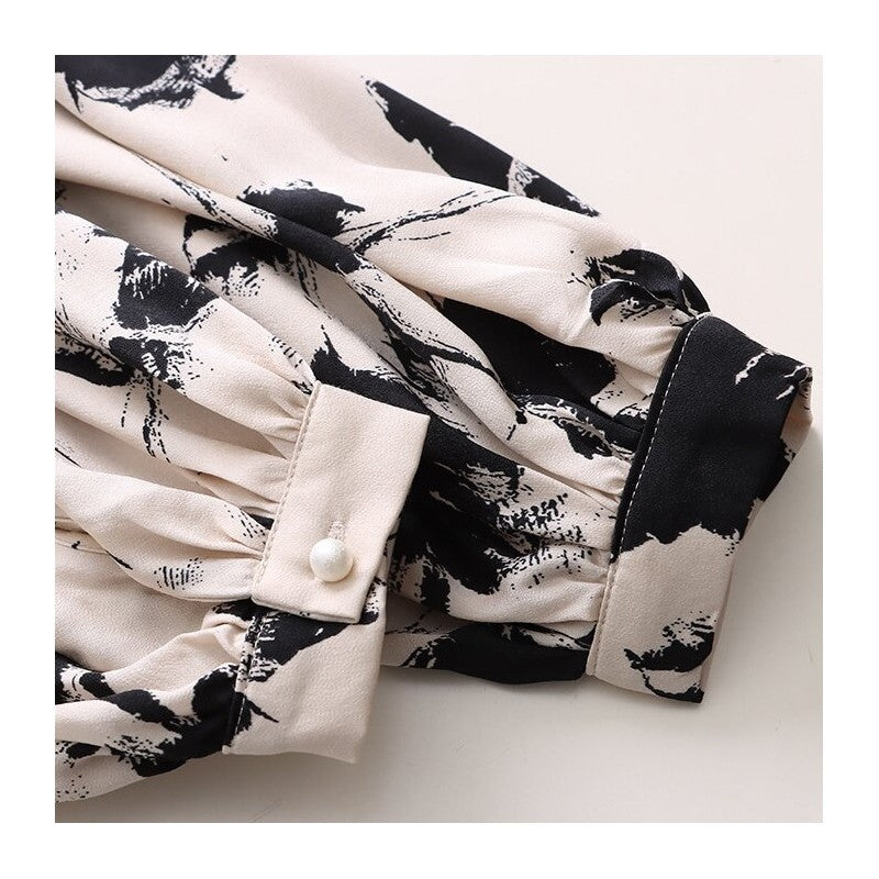 Vibrant Ink Lantern Sleeve Satin V-Neck Shirt
