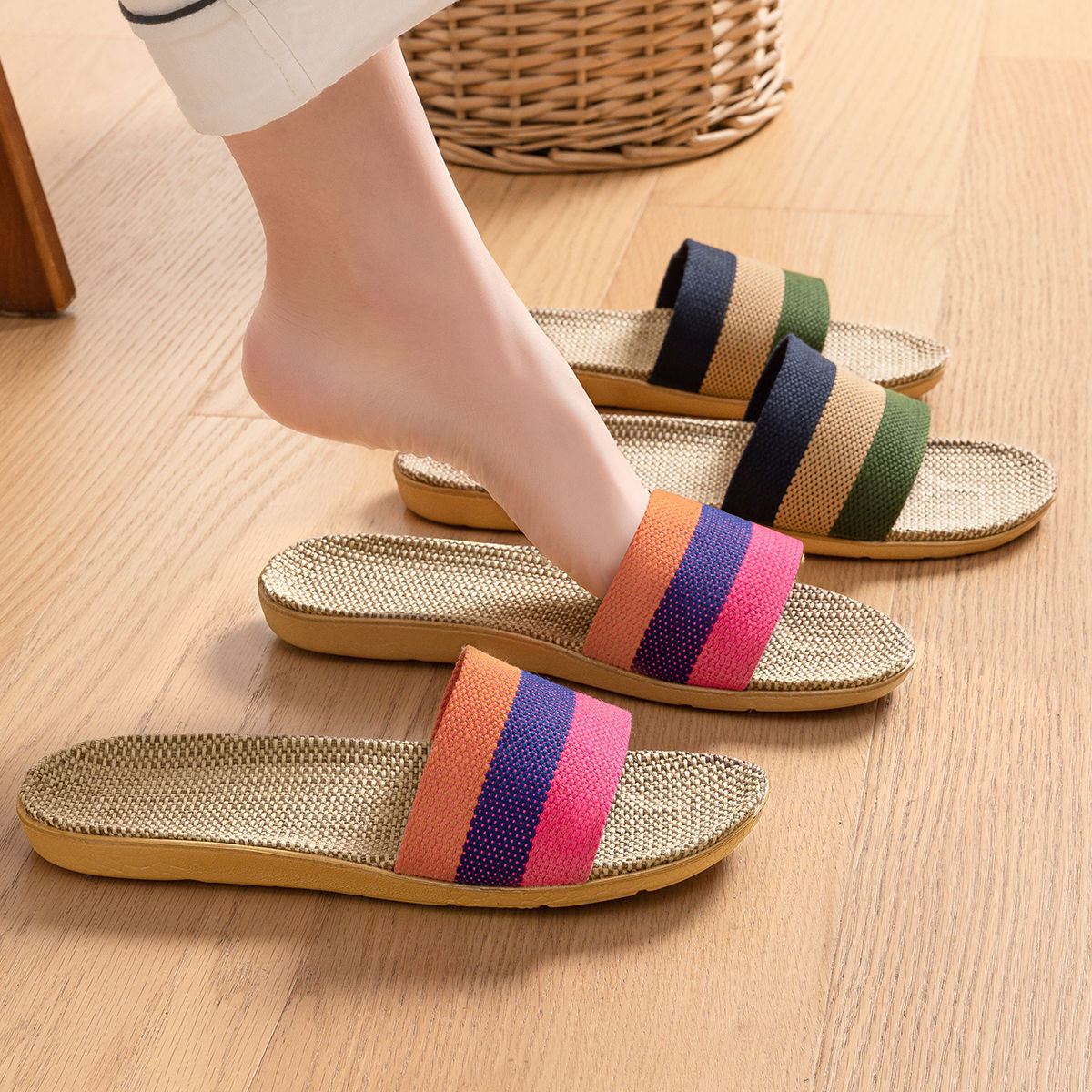 Breathable Linen Slippers - Deodorizing Sweat-Absorbing Indoor Outdoor Slides