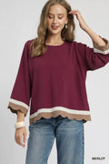 Scalloped Hem Color Block Top