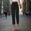Elastic Waist Solid Color Long Pants