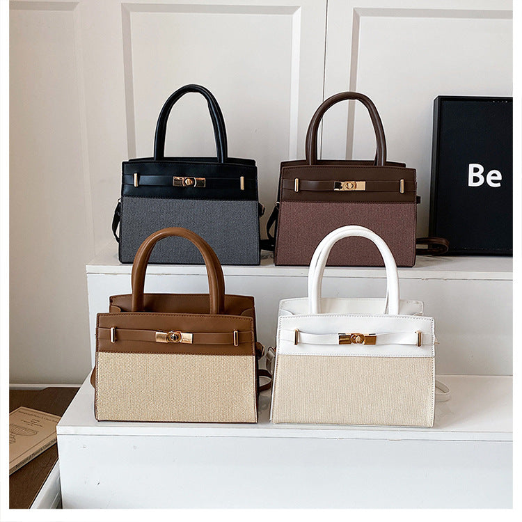 Women's Retro Color-Block Crossbody Bucket Bag – PU Leather Shoulder Bag
