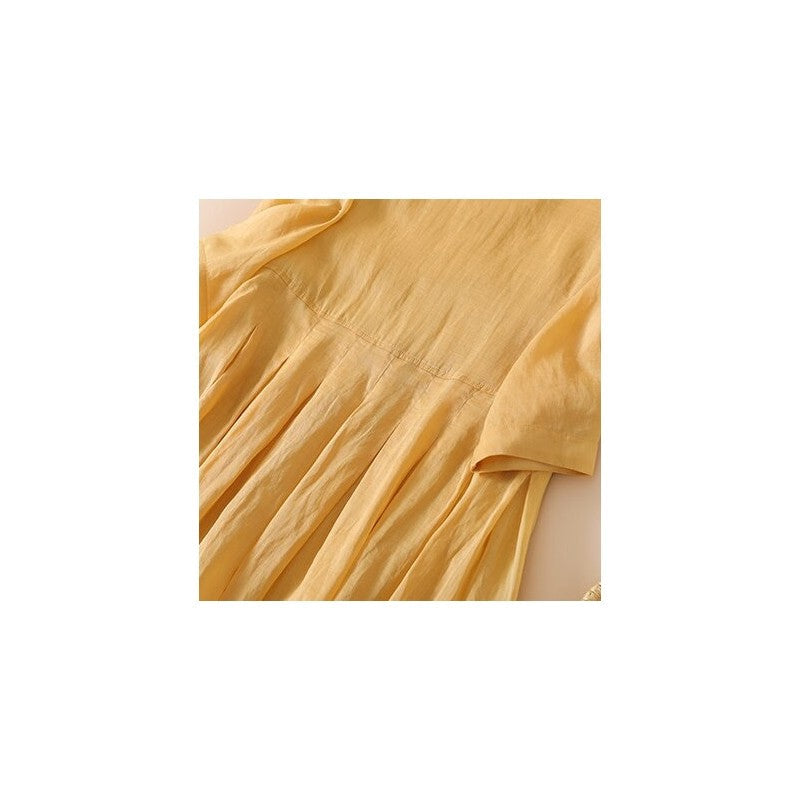 High-Waisted Solid Color Long A-Line Dress