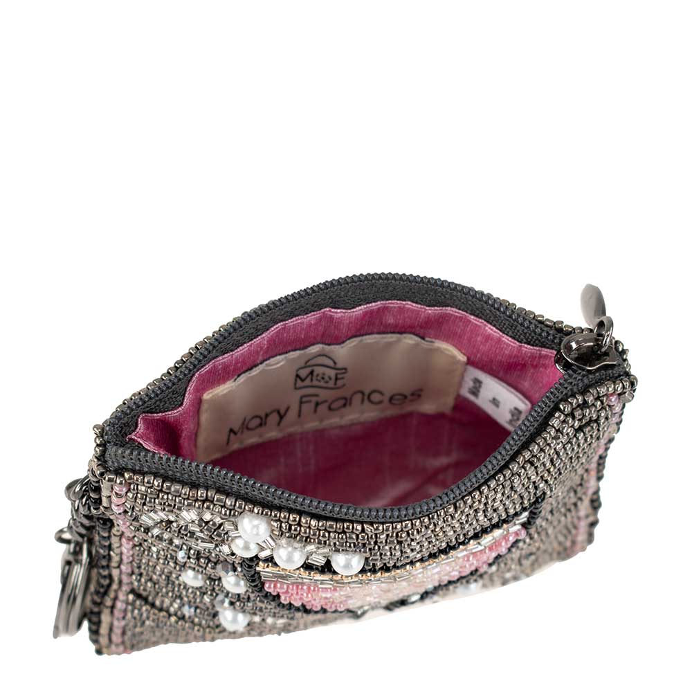 Mary Frances Pink Champagne Beaded Coin Purse/Key Fob