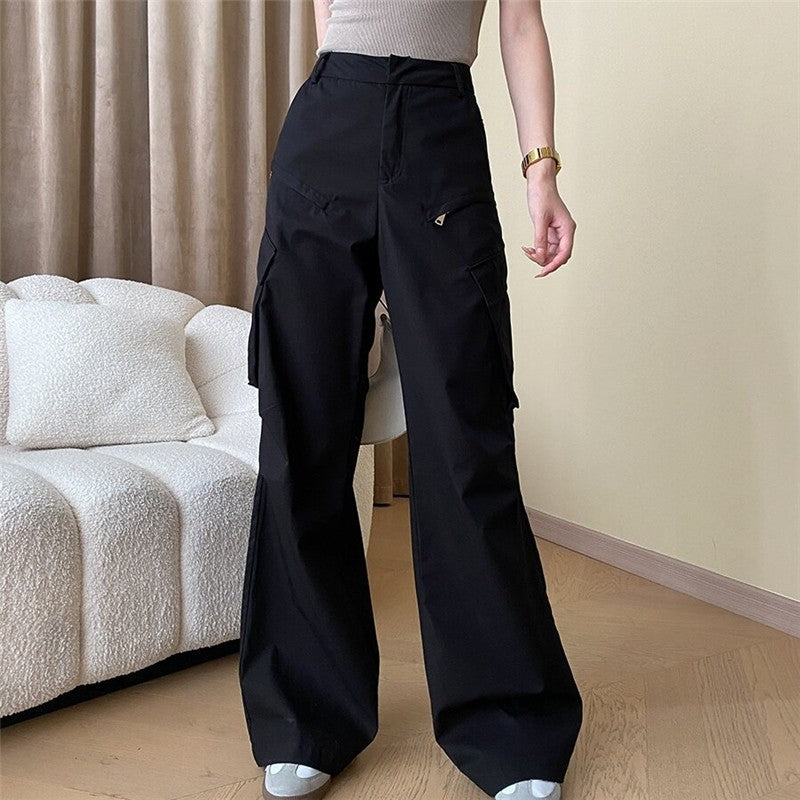 Wide Leg Pocketed Trousers in Solid Color