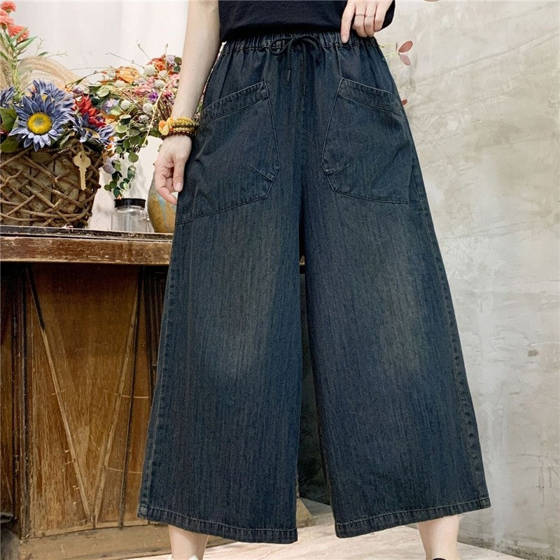 High-Waisted Solid Color Wide-Leg Pants With Tie Waist