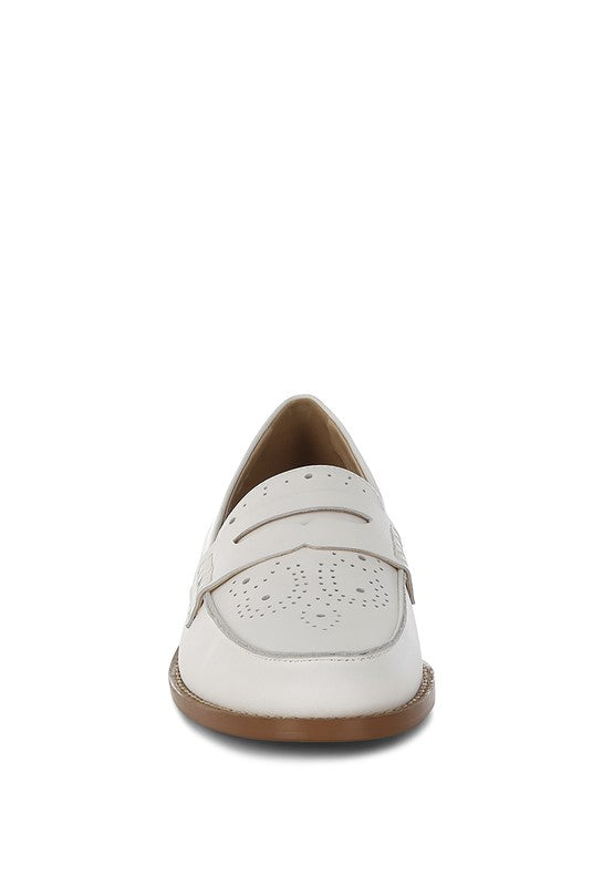 Clotilda Perforated Low Heel Loafers