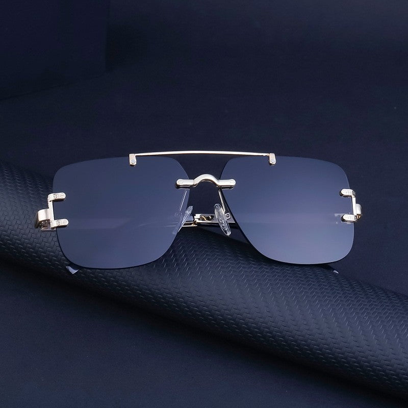Stylish Rimless Metal Beam Sunglasses For Men