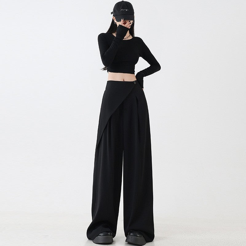 High-Waisted Slim Black Suit Trousers for a Versatile Look