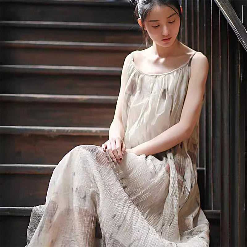 Floral Print Loose Fit Camisole Dress