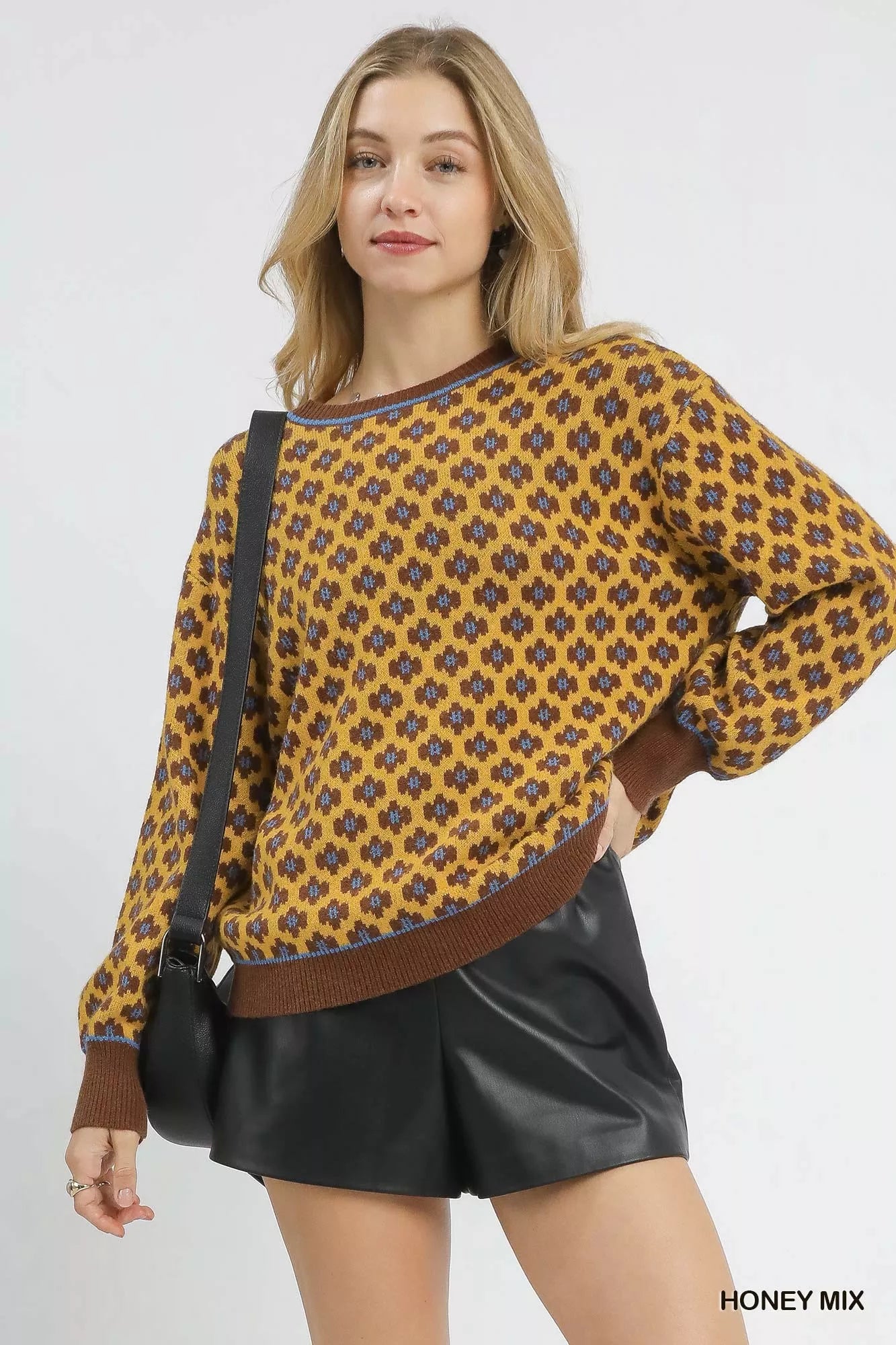 Abstract Print Crew Neck Sweater