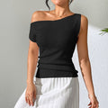 Sleek Knit Shoulder-Baring Sleeveless Top
