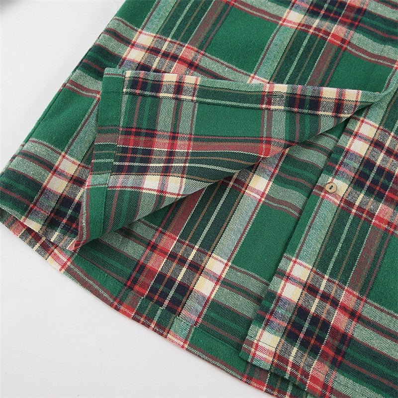 Casual Loose-Fit Plaid Long Sleeve Shirt