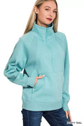 Half Zip Fleece Sweatshirt with kangaroo Pocket