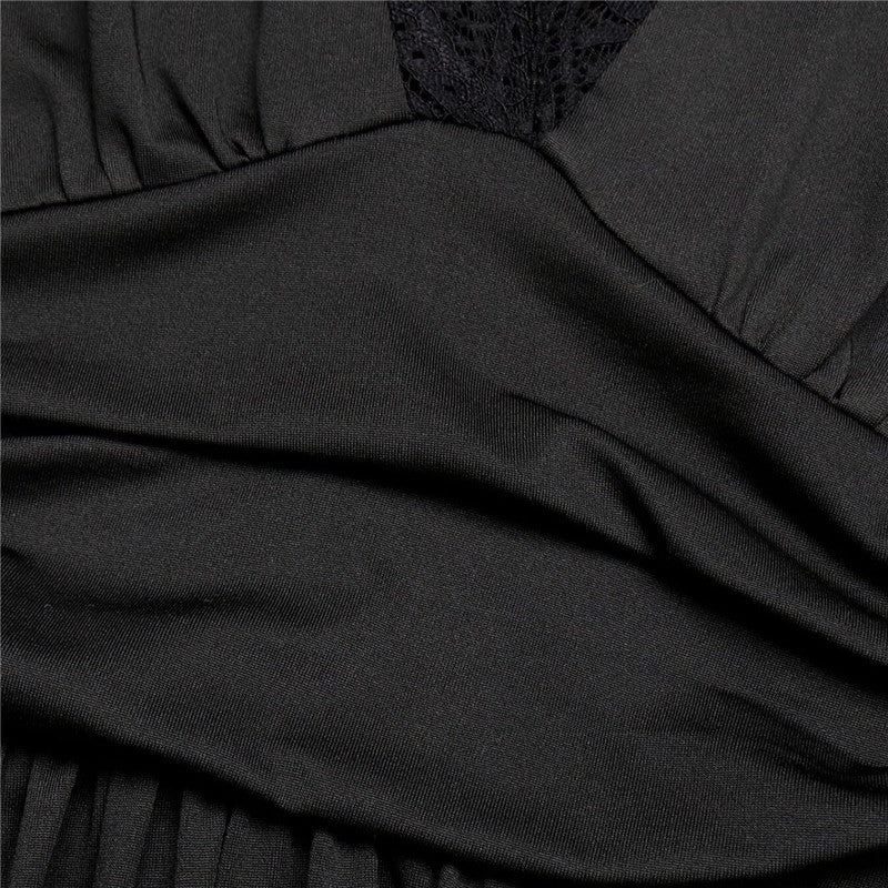 Waist-Cinched Black Collared Shirt Dress
